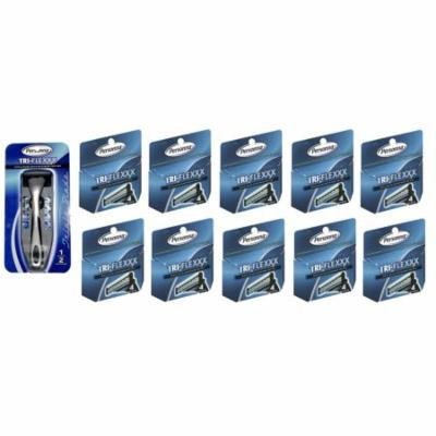 Men's Personna Tri-Flexxx Razor Blade Handle w/ 2 cartridges + Personna Tri-flexxx Triple Blade Refill Cartridges for Men 4 ct. (Pack of 10) + Yes to Tomatoes Moisturizing Single Use Mask