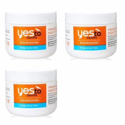 Yes To Carrots Nourishing Fragrance Free Intense Hydration Night Cream, 1.7 Oz (Pack of 3) + Yes to Tomatoes Moisturizing Single Use Mask