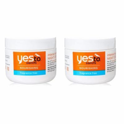 Yes To Carrots Nourishing Fragrance Free Intense Hydration Night Cream, 1.7 Oz (Pack of 2) + Yes to Coconuts Moisturizing Single Use Mask
