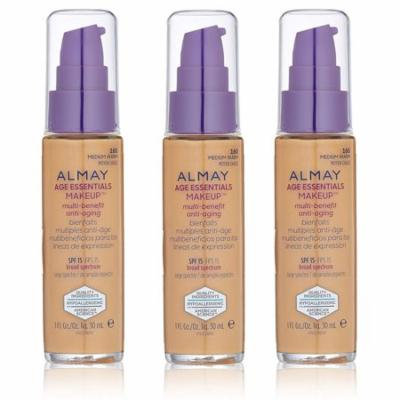 Almay Age Essentials Makeup Multi Benefit Anti Aging, Medium Warm #160 (Pack of 3) + Yes to Coconuts Moisturizing Single Use Mask