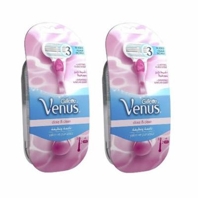 Gillette Venus Close & Clear Original Razor with 2 Refill Blades (Pack of 2) + Yes to Coconuts Moisturizing Single Use Mask