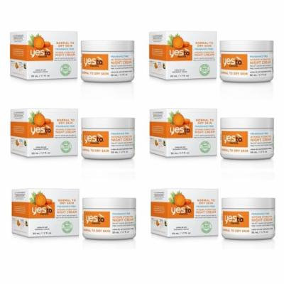 Yes To Carrots Normal To Dry Skin, Fragrance Free, Intense Hydration Night Cream, 1.7 Oz (Pack of 6) + Yes to Coconuts Moisturizing Single Use Mask