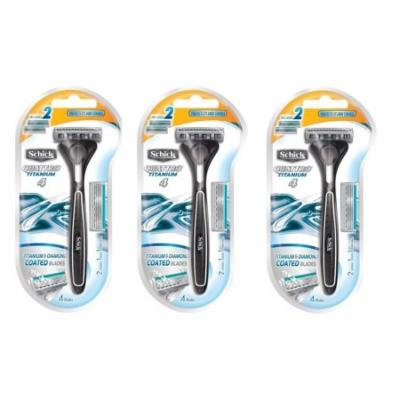 Schick Quattro Razor & Cartridges, Titanium Coated Blades, 1 Razor, 2 Cartridges (Pack of 3) + Yes to Tomatoes Moisturizing Single Use Mask