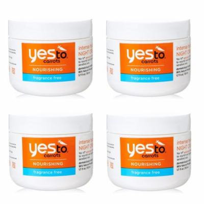 Yes To Carrots Nourishing Fragrance Free Intense Hydration Night Cream, 1.7 Oz (Pack of 4) + Yes to Tomatoes Moisturizing Single Use Mask