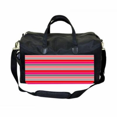 Pink Stripes Large Black Duffel Style Diaper Baby Bag