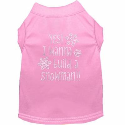 Yes! I Want To Build A Snowman Rhinestone Dog Shirt Light Pink Sm (10)