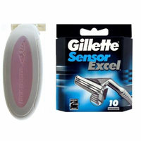 Sensor Excel Women's Compatible Razor (Pink) + Gillette Sensor Excel Razor Refill Cartridges 10 ct + Yes to Coconuts Moisturizing Single Use Mask