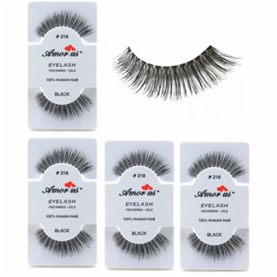 LWS LA Wholesale Store 6 Pairs AmorUs 100% Human Hair False Long Eyelashes # 218 compare Red Cherry