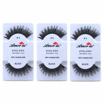 LWS LA Wholesale Store 3 Pairs AmorUs 100% Human Hair False Eyelashes # 5 compare Red Cherry