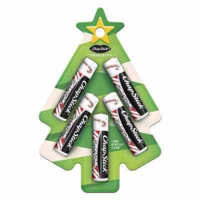 ChapStick Classic Skin Protectant Candy Cane Flavored Lip Balm Tube, 0.15 Ounce Each, Christmas tree Holiday Pack 5ct