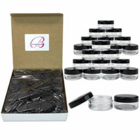 Beauticom 150 Pieces High Quality 5 Gram 5 ml (0.17 oz) Plastic Round Cosmetic Beauty Makeup Sample Jars (Black Lid)