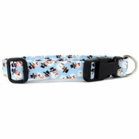 Light Blue Tossed Snowmen Dog Collar - Size - Large