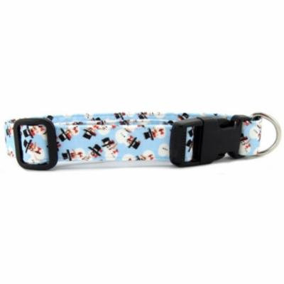 Light Blue Tossed Snowmen Dog Collar - Size - Large