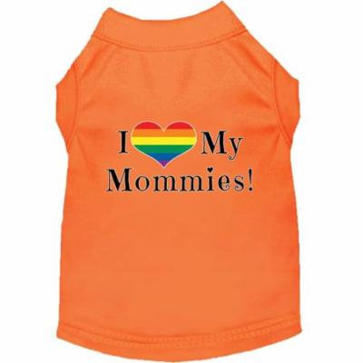 I Heart my Mommies Screen Print Dog Shirt Orange Sm