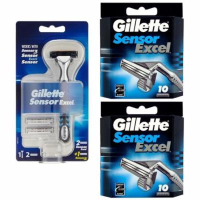 Gillette Sensor3 Razor Handle + Sensor Excel Refill Blades, 20 Count + Yes to Tomatoes Moisturizing Single Use Mask