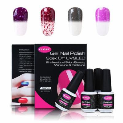 CLAVUZ 4pcs Snowflake Color Changing Gel Nail Polish Kit 8ml Long Lasting Varnish New Start Manicure Nail Art Set C008
