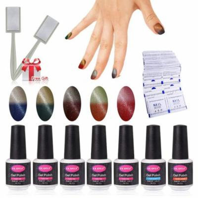 CLAVUZ Gel Nail Polish Sets 5pcs Color Changing Nail Polish Top and Base Coat with 50 pcs Remover Soak Off UV LED Nail Art Kit 8ml Fantastic Varnish Set C005
