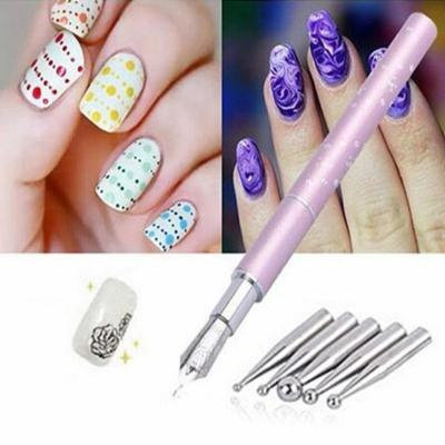 Stainless Steel Head Nail Art Painting Dotting UV Gel Polish Point Drill Pen