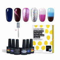 Lagunamoon Soak off UV LED Gel Nail Polish 6pcs Cat Eyes Magnetic Varnish Temperature Color Changing Glitter Nail Polish Set - The Whole Shebang