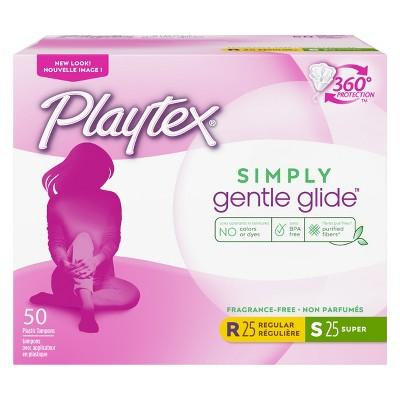 Playtex Gentle Glide Plastic Unscented Multipack Tampons 50-ct.