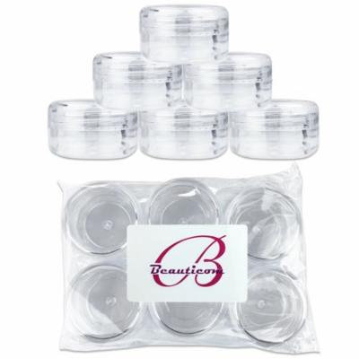Beauticom 60 Pieces High Quality 15 Gram 15 ml (0.5 oz) Clear Round Plastic Makeup Cosmetic Travel Sample Jars (Clear Lids)