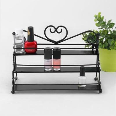 Nail Polish Rack with Metal Heart Design, 3 Tiers Nail Polish Storage Display Makeup Organizer Shelf Case