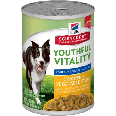 Hills Hill's Science Diet Youthful Vitality Adult Chicken & Vegetable Stew Canned Dog Food, 12.5 oz, Case of 12