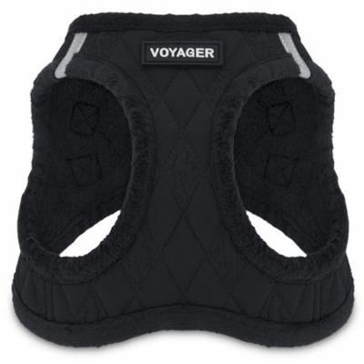 Voyager by Best Pet Supplies - Step-in Plush Dog Harness with Padded Vest, (Black Plush, X-Large)