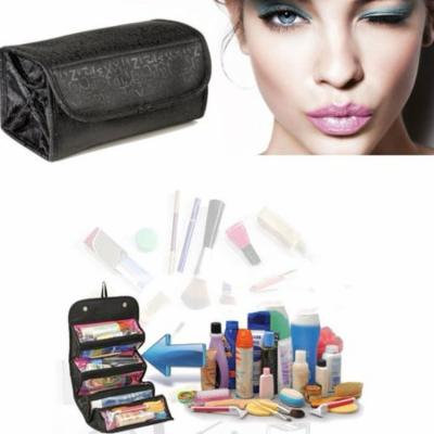 Foldable Women Makeup Beauty Toiletry Storage Bag Make Up Organizer Pouch Holiday Gifts, black,