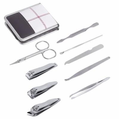 9pcs/set Portable Nail Clipper Kit Stainless Steel Nail Care Manicure Set Holiday Gifts, silver,