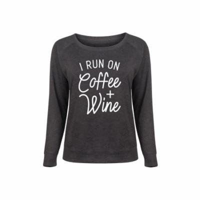 I Run On Coffee And Wine - Ladies Plus Slouchy