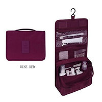 Waterproof Toiletry Bag with Hanger Washing Bag Cosmetic Storage Bag for Business or Leisure Travel Bathroom Storage Bag with Mesh Pockets Personal Organizer for Men & Women (Wine Red)