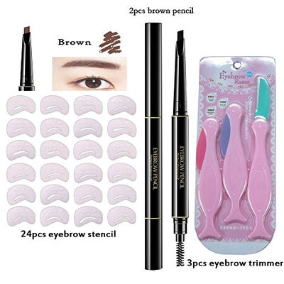 Addfavor Eye Brow Makeup Set Kit Eyebrow Pencil Enhancer Trimmer Razor Eyebrow Paint Stencil Beauty Tools