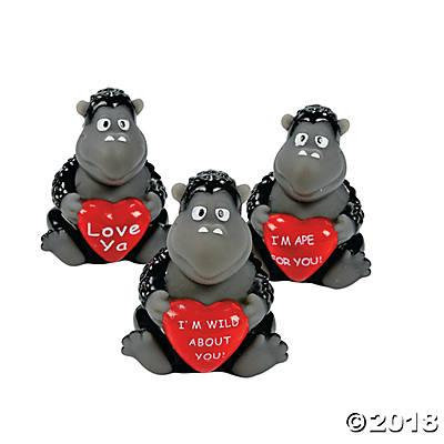 Valentine Gorillas with Hearts (Pack of 3)