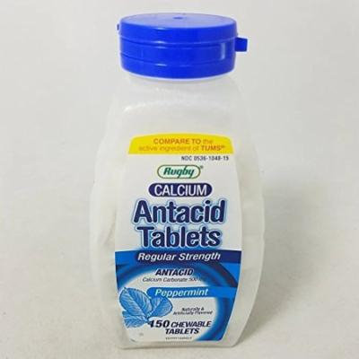 3 Pack Rugby Calcium Carbonate Tablets, Mint 500Mg - 150 Count each
