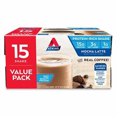 Atkins Gluten Free Protein-Rich Shake, Mocha Latte, 15 Count