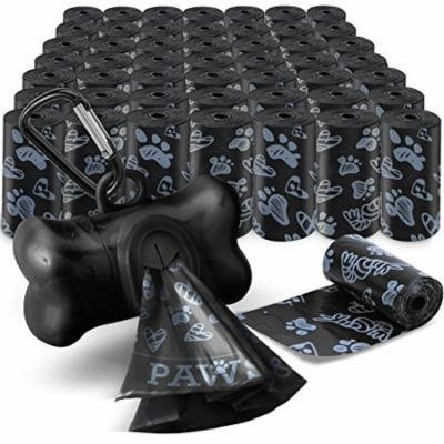 Paws & Pals 1000 Black Pet Dog Waste Bags for Poop Removal Disposal Heavy Duty with Walk Leash Bone Dispenser and Leash Clip, Disposal, Black