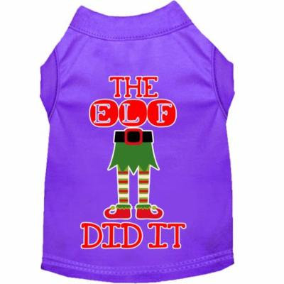 The Elf Did It Screen Print Dog Shirt Purple Xs