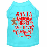 Santa, We Have Cookies Screen Print Dog Shirt Aqua Xxxl