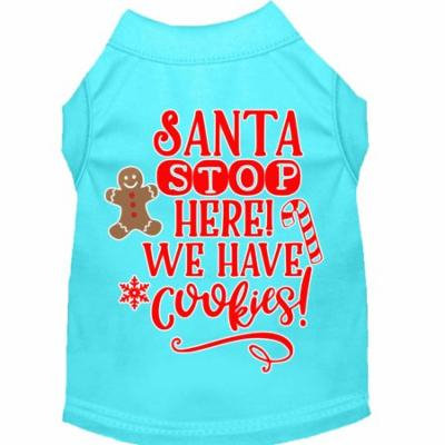 Santa, We Have Cookies Screen Print Dog Shirt Aqua Xxxl