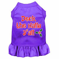 Deck The Halls Y'all Screen Print Dog Dress Purple Xxxl