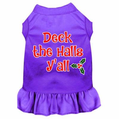 Deck The Halls Y'all Screen Print Dog Dress Purple Xxxl
