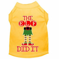 The Elf Did It Screen Print Dog Shirt Yellow Lg