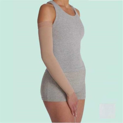 Juzo 2001CGLSB06 V Soft Circular Knit Arm Sleeve 20-30 mmHg Long with Silicone Border - White