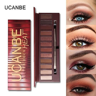 12 Color Flame Eyeshadow Cosmetic Makeup ,Sefter Long Lasting Shimmering Monochrome Eye Shadow Powder Palette Matt for Professional Makeup or Daily Use