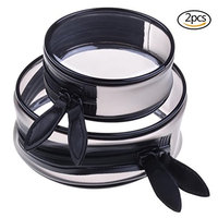2Pcs Clear Cosmetic Bag Round PVC Toiletry Bags for Women Man, Waterproof Plastic Travel Toiletry Packing Organizer Storage Bags Black