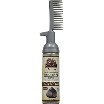 OKAY Henna Semi-Permanent Pump It Color Comb, Dark Brown, 3 Ounce