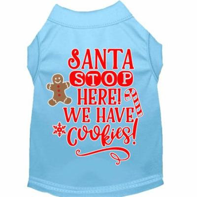 Santa, We Have Cookies Screen Print Dog Shirt Baby Blue Med