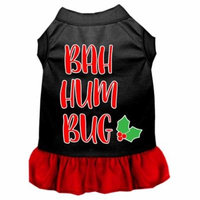 Bah Humbug Screen Print Dog Dress Black With Red Sm