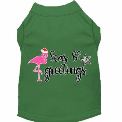 Seas And Greetings Screen Print Dog Shirt Green Xxl